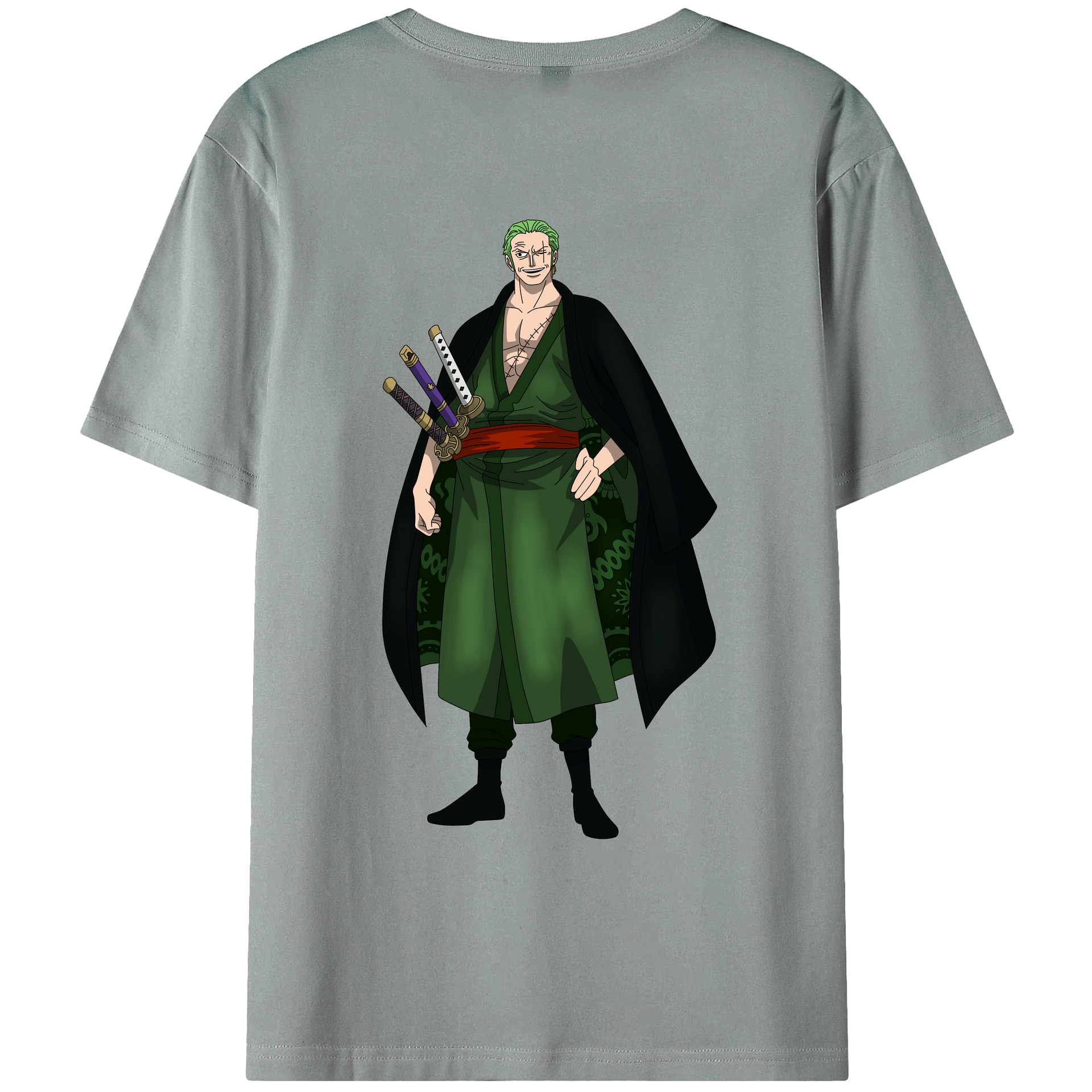 ワンピース ロロノア・ゾロ ONE PIECE Roronoa Zoro 綿100％ メンズ半袖Tシャツ（バックプリント） 通気性
